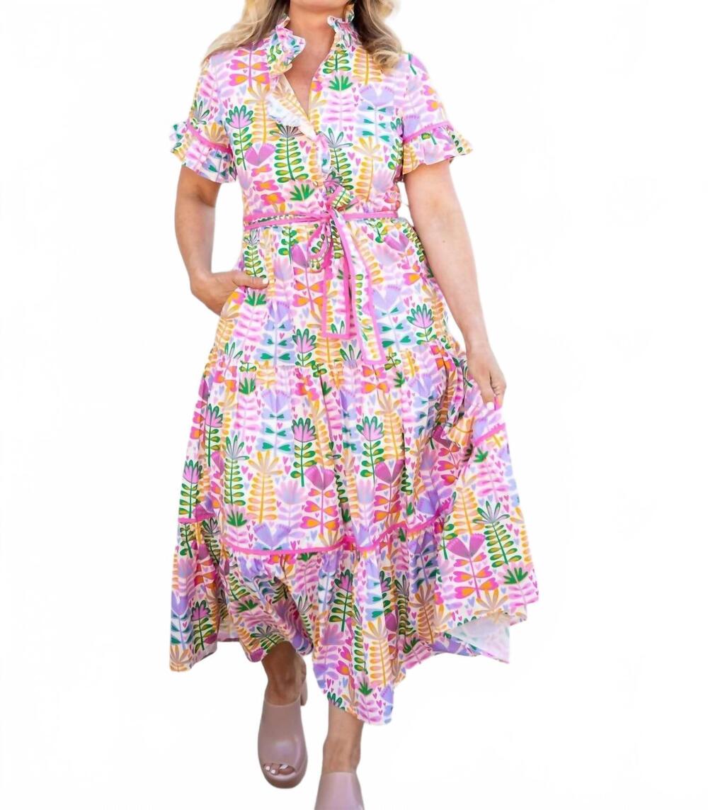 NEW SINCERELY OURS women's lena petal parade floral poplin maxi dress in blue